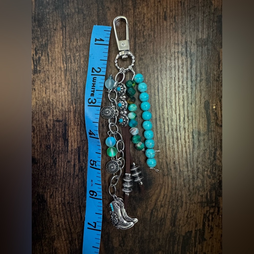 Turquoise Western Bag Charm - Picture 7 of 7
